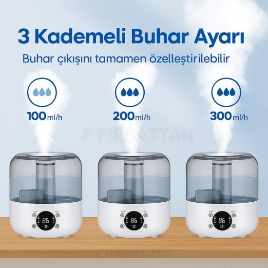3L Dijital Hava Nemlendirici & Aroma Difüzör – LED Ekranlı, Sessiz Çalışma, Uzaktan Kumandalı