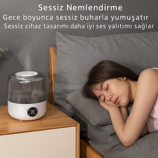 3L Dijital Hava Nemlendirici & Aroma Difüzör – LED Ekranlı, Sessiz Çalışma, Uzaktan Kumandalı
