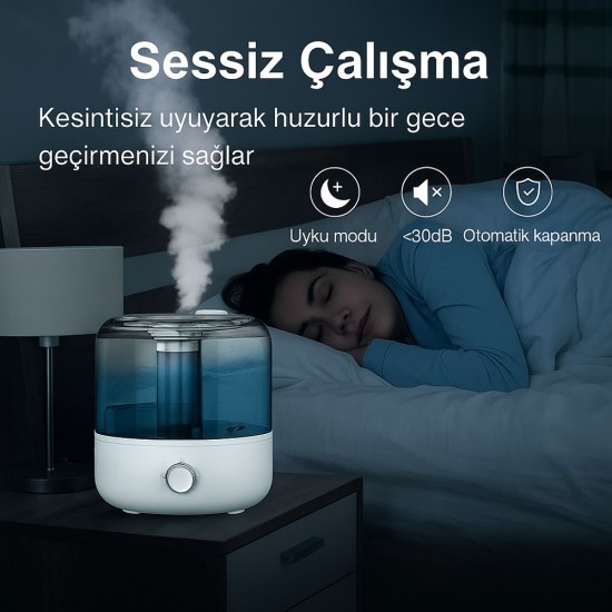 3L Dijital Hava Nemlendirici & Aroma Difüzör – LED Ekranlı, Sessiz Çalışma, Uzaktan Kumandalı