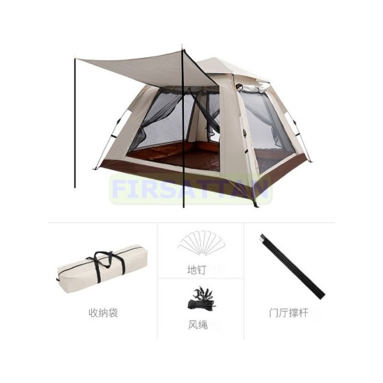 4 Tarafı Kare Tenteli Tam Otomatik Kamp Çadırı 4 Kişilik