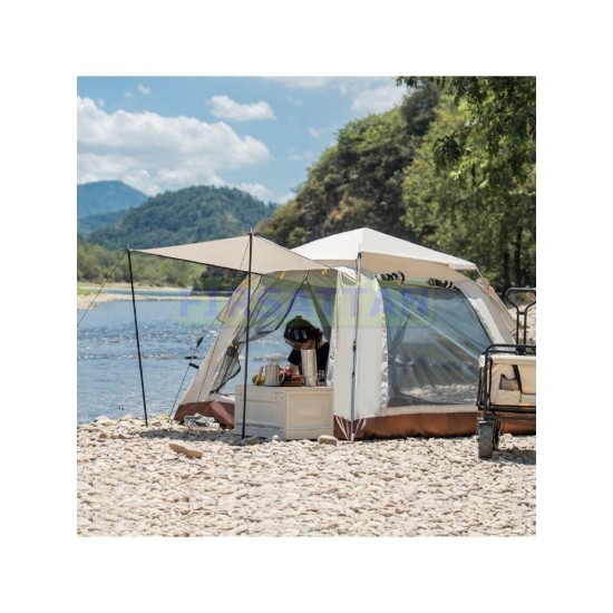 4 Tarafı Kare Tenteli Tam Otomatik Kamp Çadırı 4 Kişilik