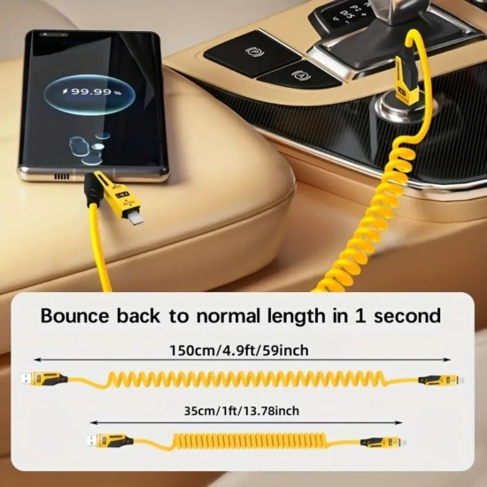 65W Çoklu 4 in 1 USB Type C ve Lightning Kısa Şarj ve Data Kablosu 1 5 Metre