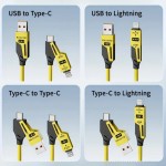 65W Çoklu 4 in 1 USB Type C ve Lightning Kısa Şarj ve Data Kablosu 1 5 Metre