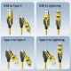 65W Çoklu 4 in 1 USB Type C ve Lightning Kısa Şarj ve Data Kablosu 1 5 Metre