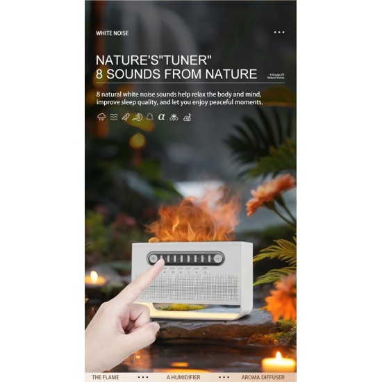 8 Doğa Sesli Aroma Difüzör Nemlendirici ve Bluetooth Hoparlör