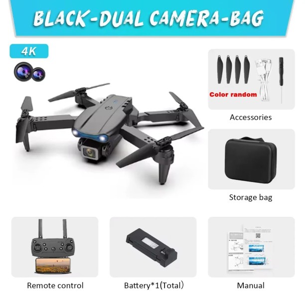 E99 Pro Drone Quadcopter Uzaktan Kumanda Kolu Dört Eksenli Uçak 4k HD 6K Fotoğraf İHA Yükseklik Sabitleme Helikopter 