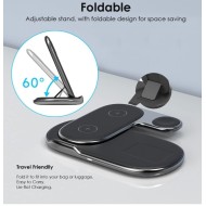 Kablosuz 15W Hızlı Şarj Standı 3 in 1 Seyahat Şarj Cihazı