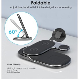 Kablosuz 15W Hızlı Şarj Standı 3 in 1 Seyahat Şarj Cihazı