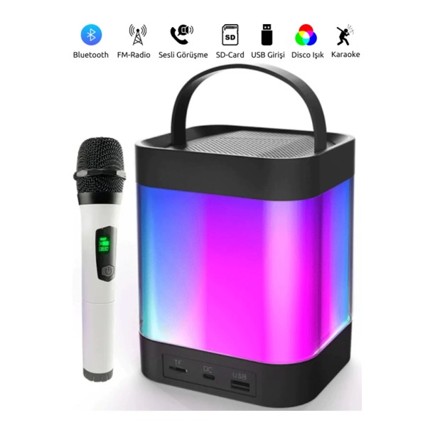 Z9 Karaoke Hoparlör Taşınabilir Bluetooth Hoparlör Mikrofon Seti Siyah