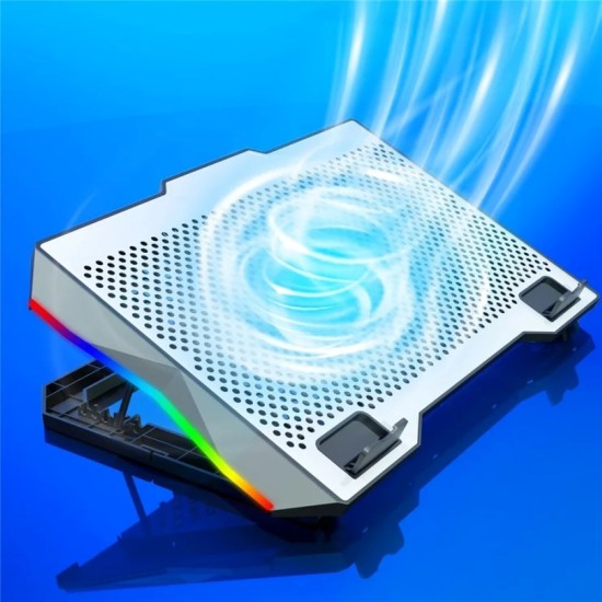 Givecool S601 RGB Laptop Soğutucu 6 Kademe Yükseklik 16 cm Fanlı Alüminyum Stand