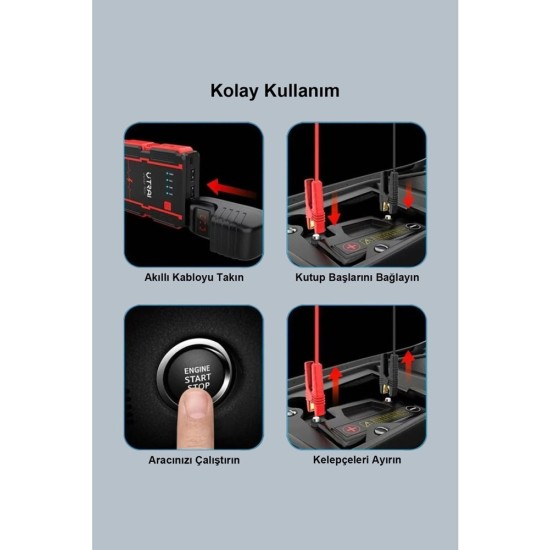 İTing 4-in-1 Araç Seti: Yıkama  Süpürge Lastik Kompresör  Akü Takviye