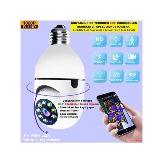 360 Derece Panoramik Ampül IP Güvenlik Kamerası