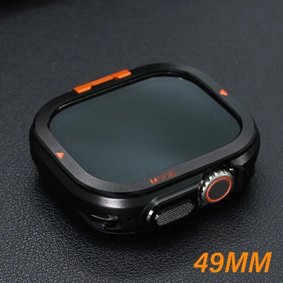 Apple Watch Ultra 49 mm Metal Kasa Kırılmaz Cam Tam Koruma Seti