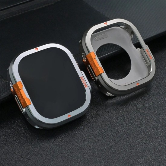 Apple Watch Ultra 49 mm Metal Kasa Kırılmaz Cam Tam Koruma Seti