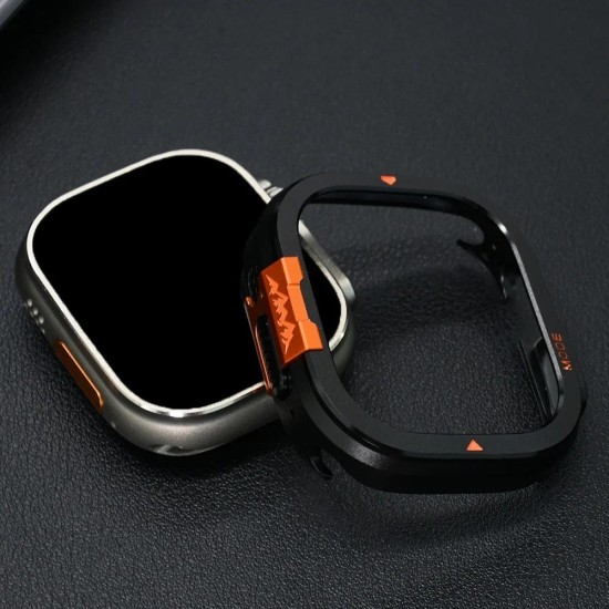 Apple Watch Ultra 49 mm Metal Kasa Kırılmaz Cam Tam Koruma Seti