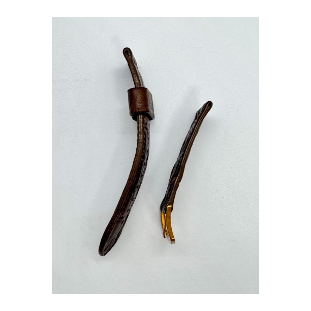 24 mm Gerçek Deri El Yapımı Eskitme Saat Kordonu Kahverengi Desenli