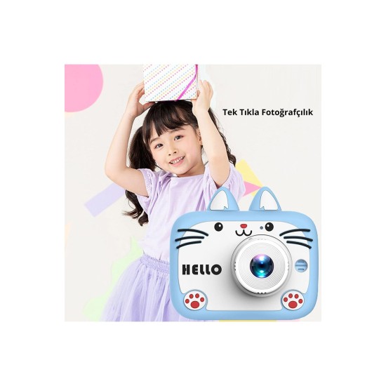Angeleye KS-102 Çocuklar İçin Dijital Kamera Mavi