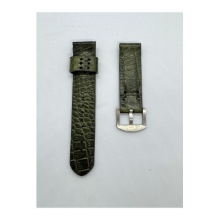 22 mm Gerçek Deri El Yapımı Eskitme Saat Kordonu Krokodil 