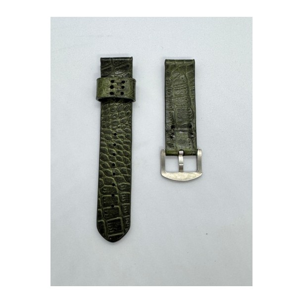 22 mm Gerçek Deri El Yapımı Eskitme Saat Kordonu Krokodil 