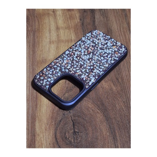 iPhone 14 Pro Uyumlu Derin Mor Taşlı Silikon Kılıf