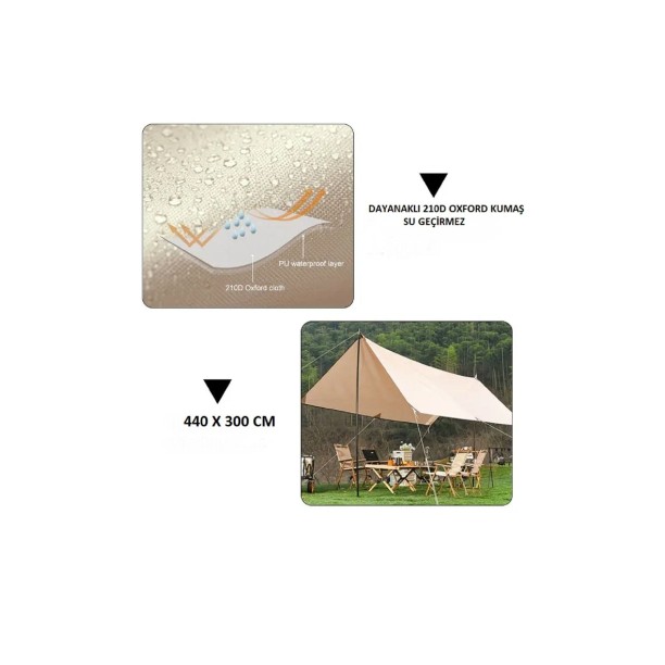 Etrafı Açık Güneşlik Gölgelik Tente Plaj Barınağı