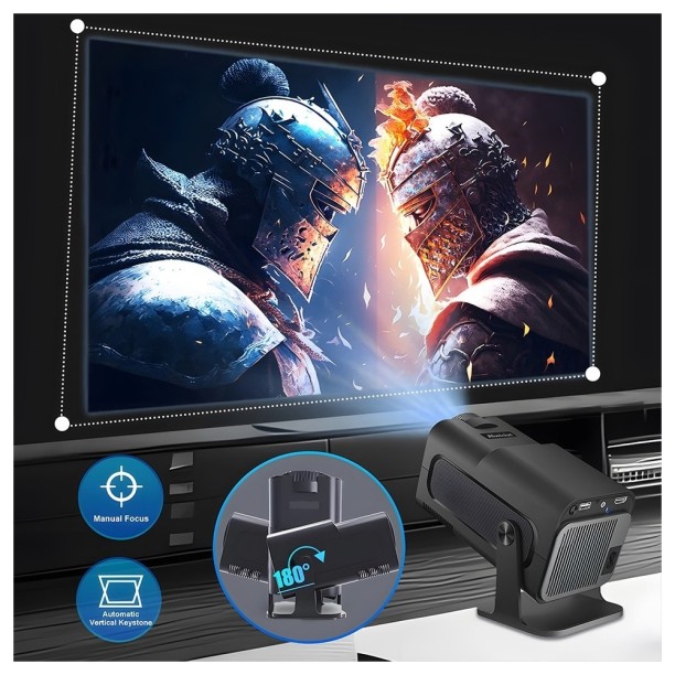 HY320 Mini Siyah Taşınabilir Sinema Projektörü Ev Sineması