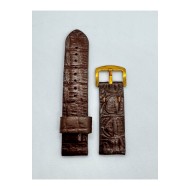 24 mm Gerçek Deri El Yapımı Eskitme Saat Kordonu Kahverengi Desenli