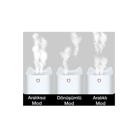 Büyük Boy Hava Nemlendirici Çift Çıkışlı Buhar Makinesi Aroma Difüzör 3300ml