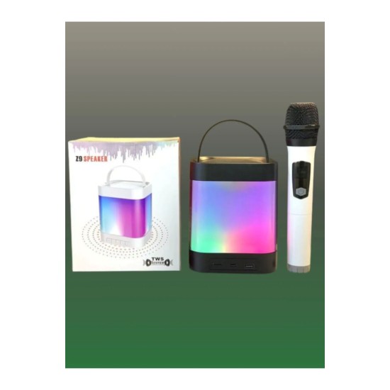 Z9 Karaoke Hoparlör Taşınabilir Bluetooth Hoparlör Mikrofon Seti Beyaz