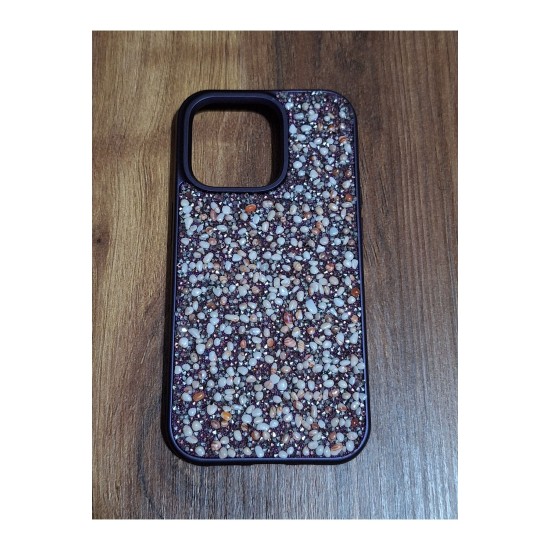 iPhone 14 Pro Uyumlu Derin Mor Taşlı Silikon Kılıf