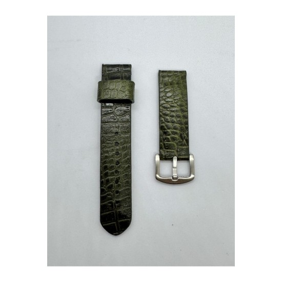 22 mm Gerçek Deri El Yapımı Eskitme Saat Kordonu Krokodil