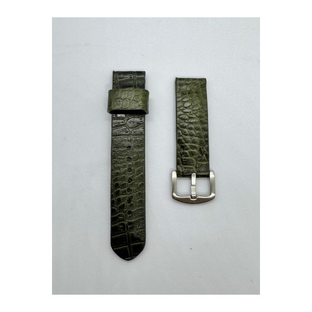 22 mm Gerçek Deri El Yapımı Eskitme Saat Kordonu Krokodil 