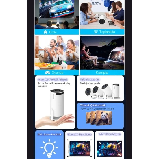 HY300 Taşınabilir Projeksiyon Mini Projektör Cihazı