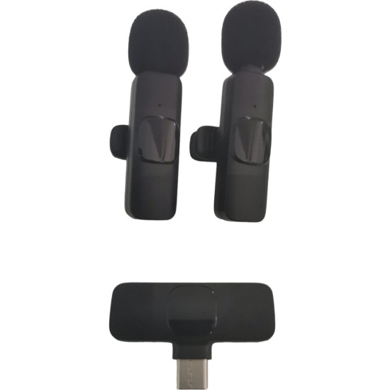 K9 Kablosuz Yaka Mikrofonu Çift Set Type-C Uyumlu