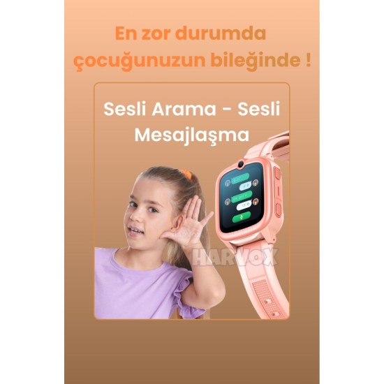 HARVOX HX 4G PRO Görüntülü Görüşmeli Akıllı Çocuk Takip Saati (BTK Kayıtlı – Pembe)