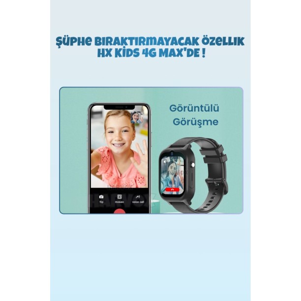 HARVOX HX 4G MAX Görüntülü Görüşmeli Akıllı Çocuk Takip Saati Siyah