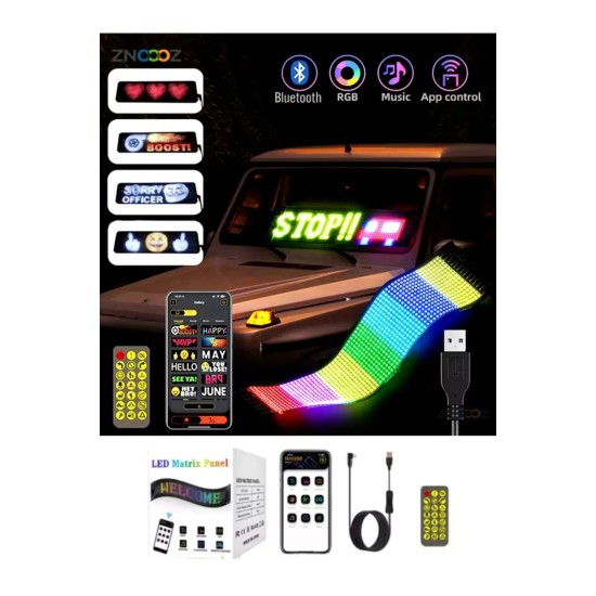 Araç LED Kayan Yazı Emoji Matrix Panel