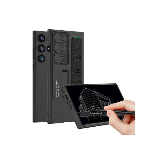 Samsung Galaxy S23 Ultra Standlı ve Tutma Bantlı Kılıf Zore Band Kapak