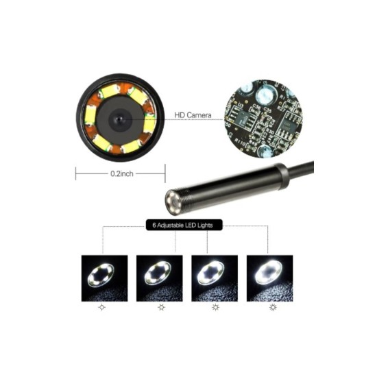 Endoskop Kameralı Boru muayene cihazı 3in1 2MT 5.5mm  USB kablosu  Borescope Su geçirmez