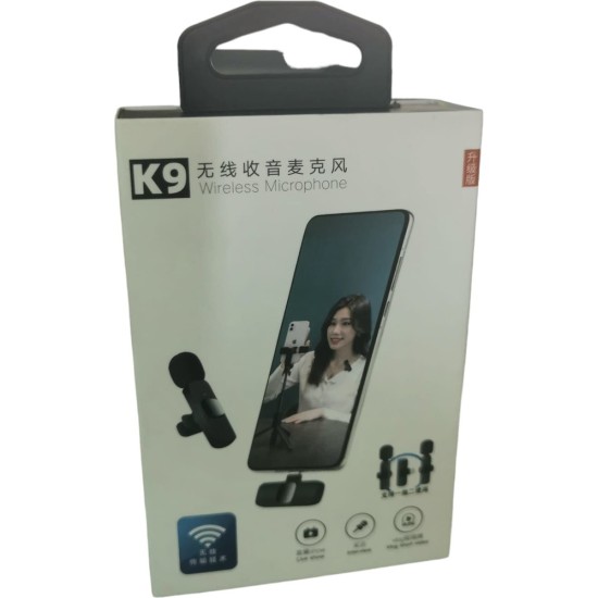 K9 Kablosuz Yaka Mikrofonu Çift Set Type-C Uyumlu