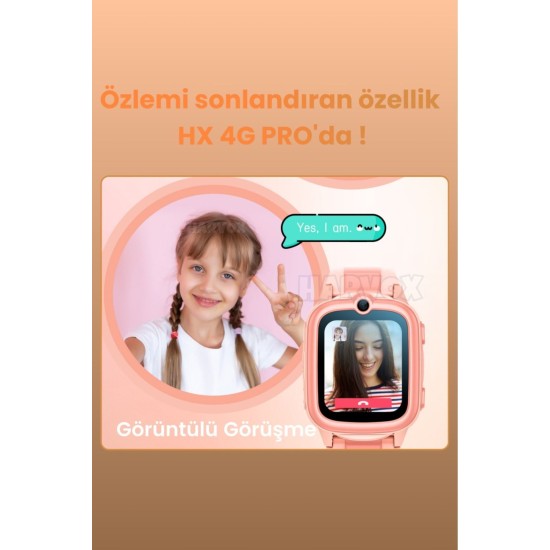 HARVOX HX 4G PRO Görüntülü Görüşmeli Akıllı Çocuk Takip Saati (BTK Kayıtlı – Pembe)