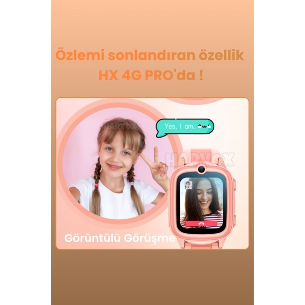 HARVOX HX 4G PRO Görüntülü Görüşmeli Akıllı Çocuk Takip Saati (BTK Kayıtlı – Pembe)