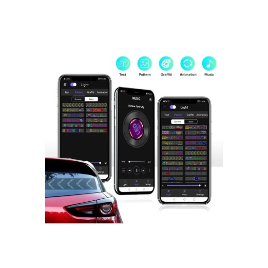 Araç LED Kayan Yazı Emoji Matrix Panel