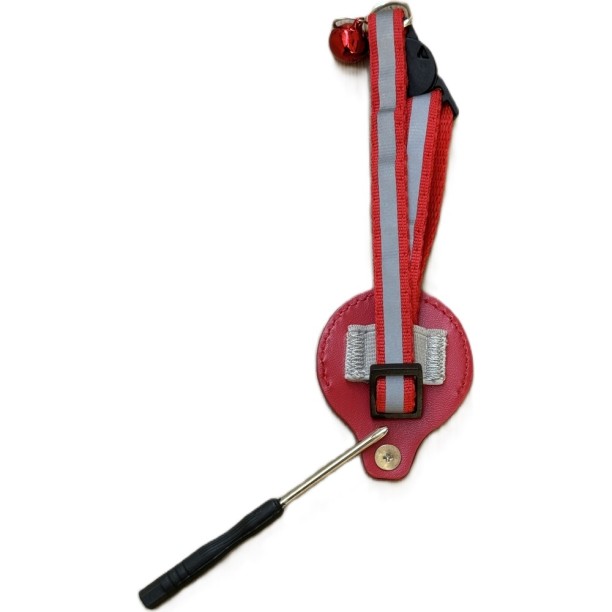 Airtag Tutuculu Kedi Tasması Zilli ve Reflektörlü Kırmızı