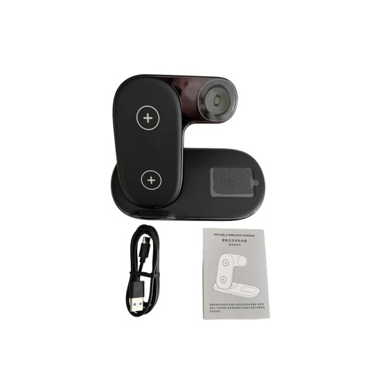 Kablosuz 15W Hızlı Şarj Standı 3 in 1 Seyahat Şarj Cihazı