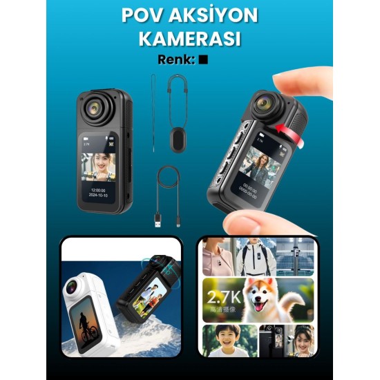 Thumb Pov Aksiyon Kamerası 1080p  Manyetik Kolyeli