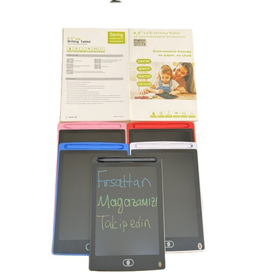 8.5 İnç RGB Renkli Yazılı Dijital yazi-tahtasi Pilli Tuşla Silinebilir 5 Renk