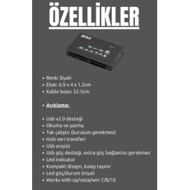 Tüm Bellek Kartı Okuyucu USB Harici SD MMC XD CF Desteği USB 2.0 Tam Hız