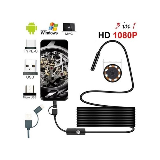 Endoskop 20 Metre Sert Kablolu Yılan Kamera Su Geçirmez Yılan Kamera