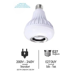 Legend Bluetooth Hoparlörlü Akıllı RGB LED Ampul - E27 Duy Müzikli Lamba ve Ses Bombası